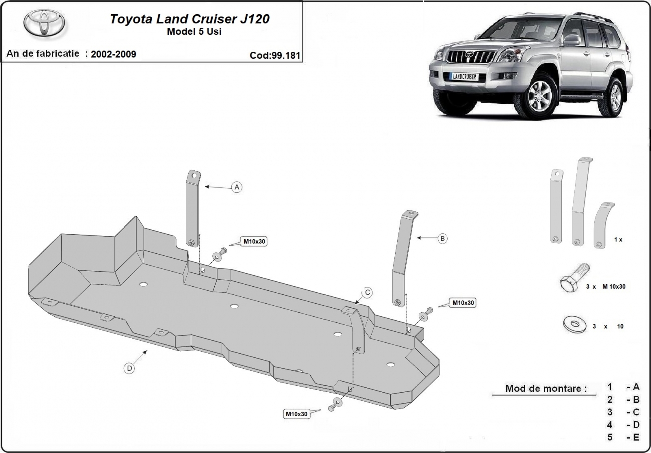 Fuel tank skid plate Toyota Land Cruiser 120 - 2