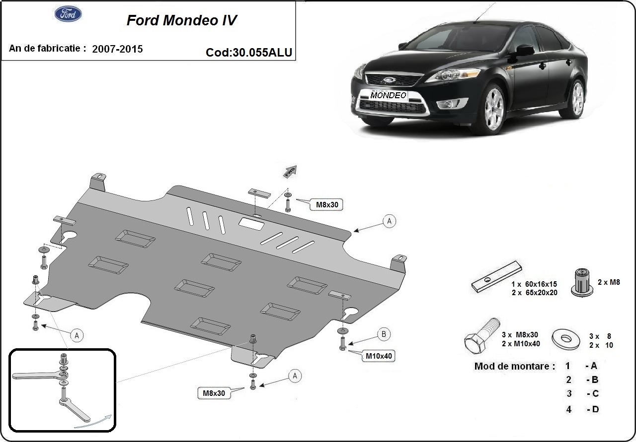 Aluminum engine skid plate Ford Mondeo IV - 2