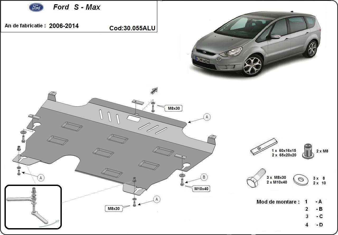 Aluminum engine skid plate Ford S-Max - 2