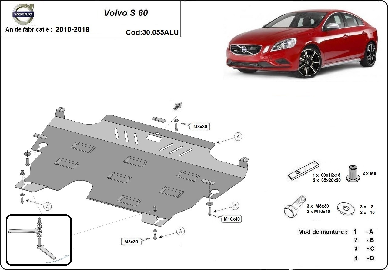 Aluminum engine skid plate Volvo S 60 - 2