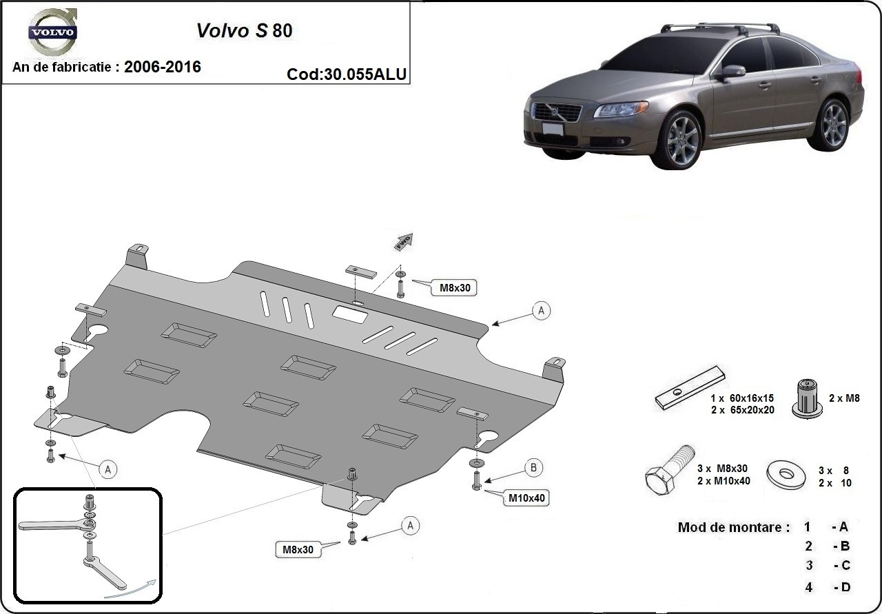 Aluminum engine skid plate Volvo S 80 - 2