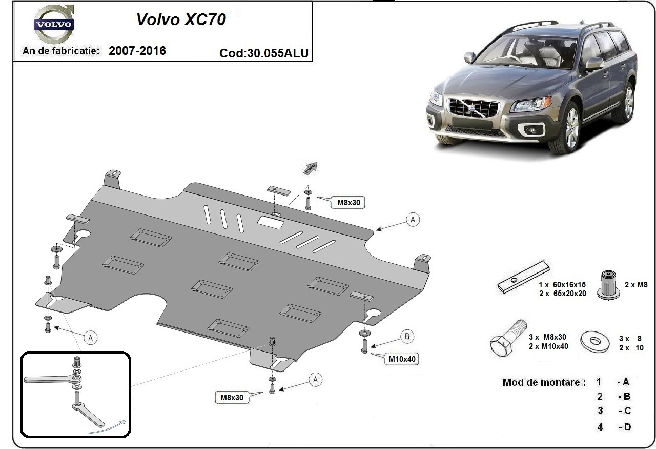 Aluminum engine skid plate Volvo XC 70 - 2
