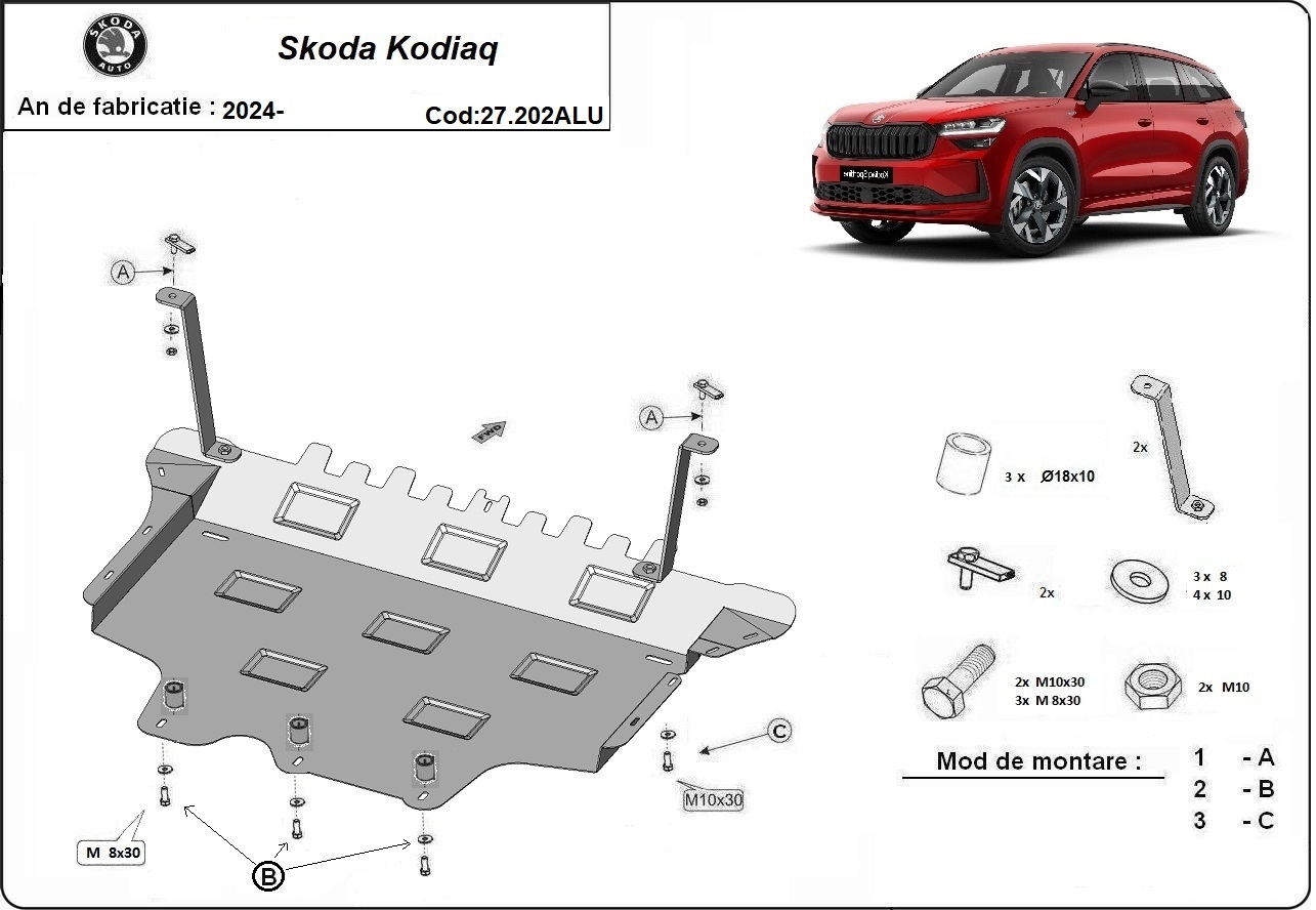 Aluminum engine skid plate Skoda Kodiaq - 2