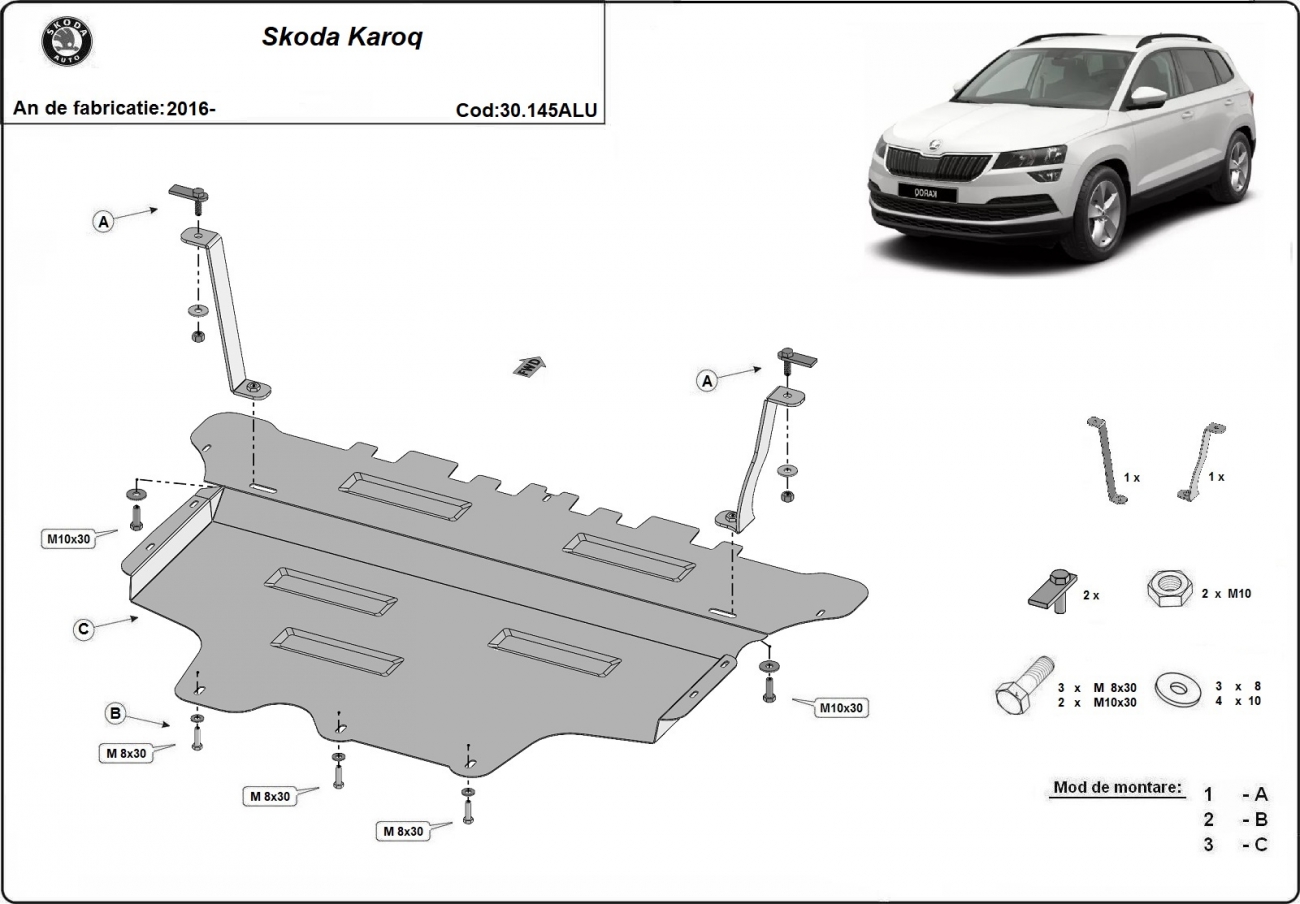 Aluminum engine skid plate Skoda Karoq - 2