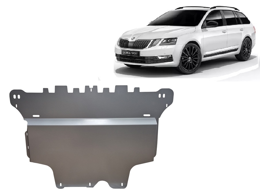 Aluminum engine skid plate Skoda Octavia III