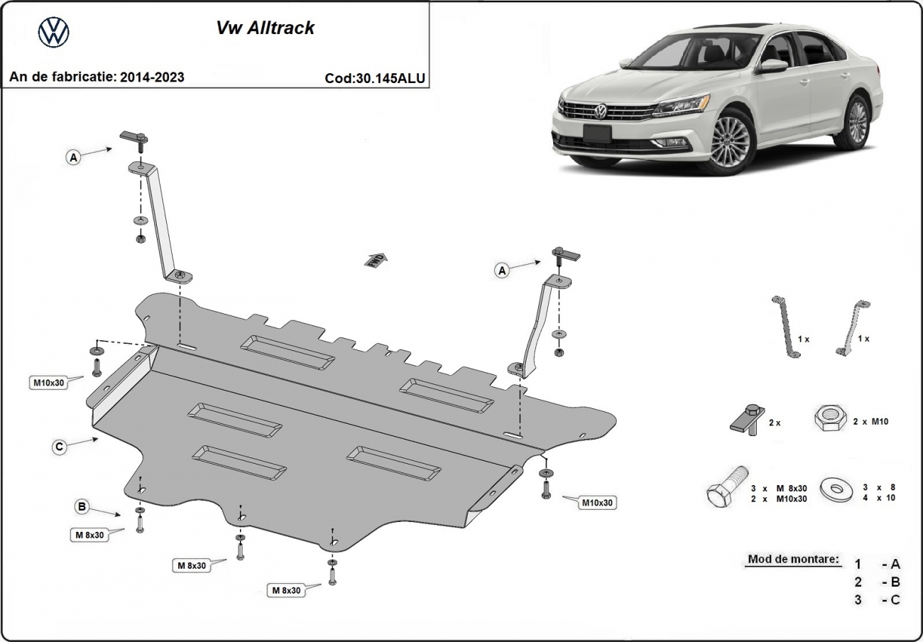 Aluminum engine skid plate Volkswagen Alltrack - 2