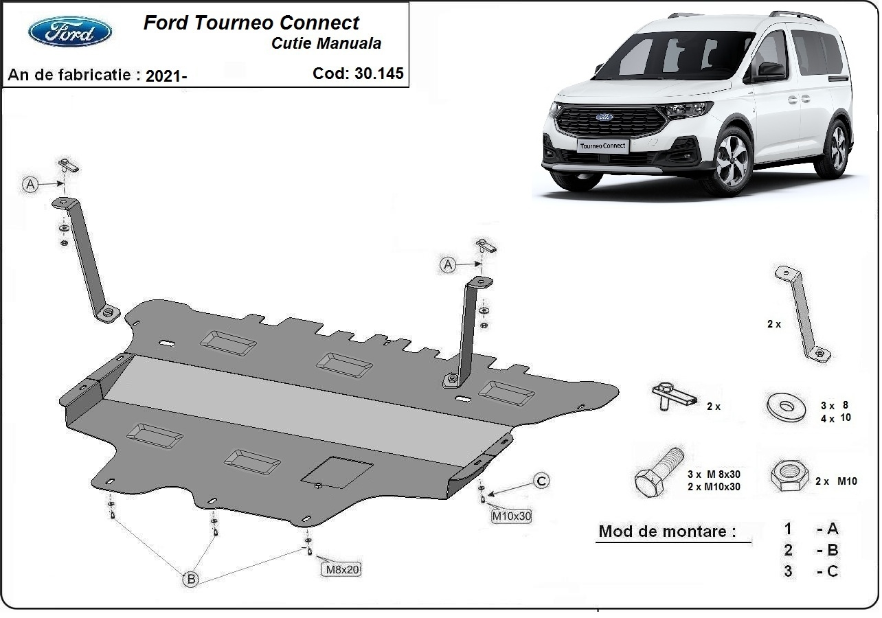 Engine skid plate Ford Tourneo Connect - manual gearbox - 2