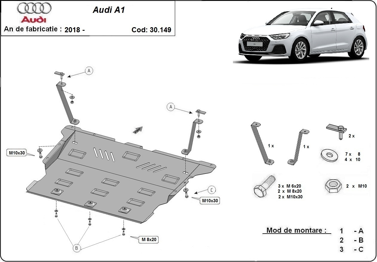 Engine skid plate Audi A1 - 2