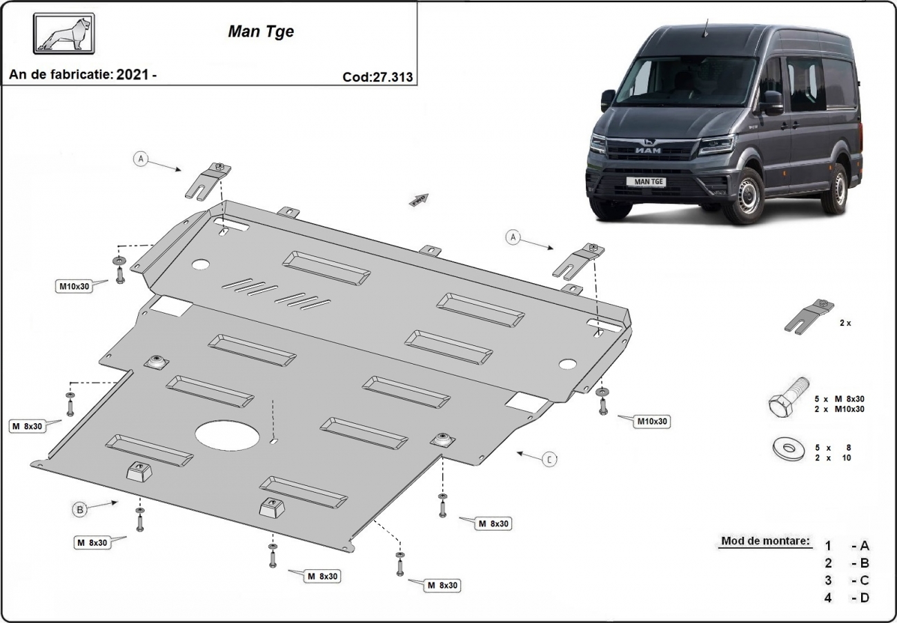 Engine skid plate Man TGE - 2